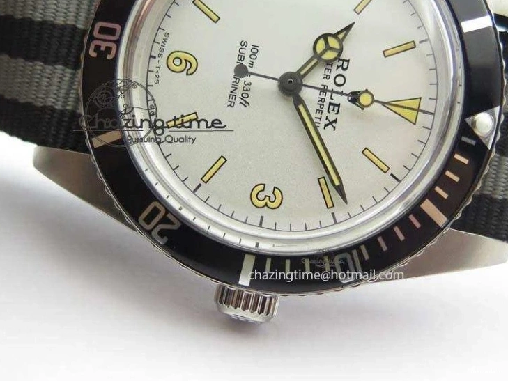 On SS Dial Strap Vintage 1680 White Nylon No Submariner A2836 Date 0218